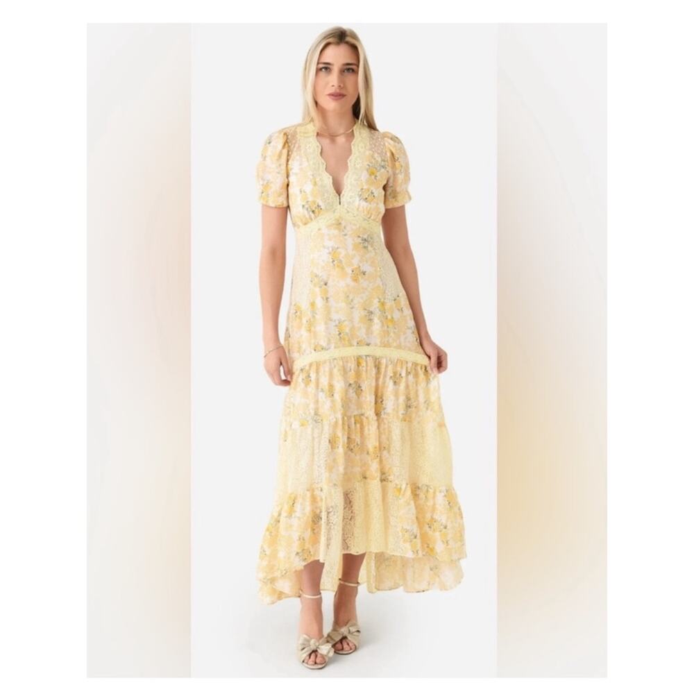 LoveShackFancy Tink Silk Lemon Daydream Maxi Dress - Picture 4 of 10